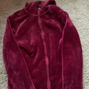 Fuzzy maroon jacket